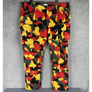Lifted Research Group Cargo Pants Mens 41x30 Leaf Print Pockets Streetwear Camo